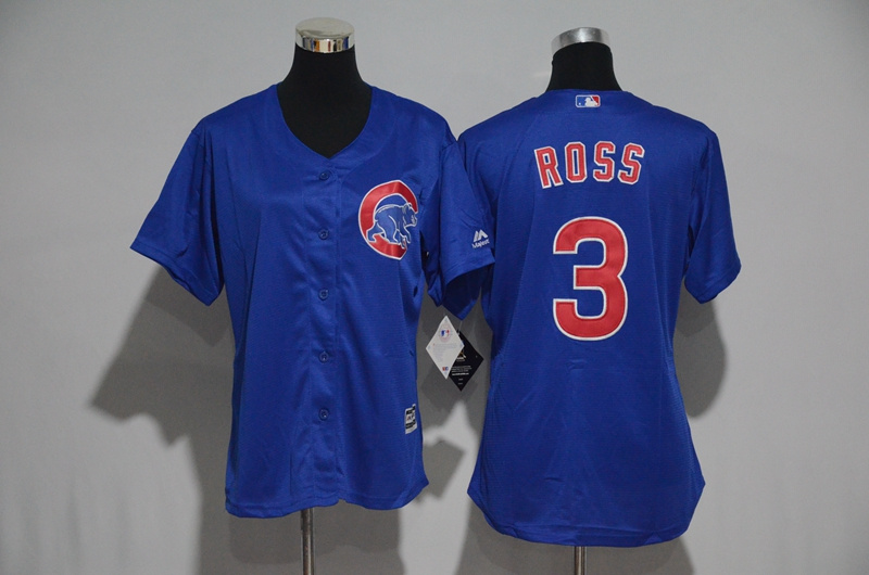 Womens 2017 MLB Chicago Cubs #3 Ross Blue Jerseys